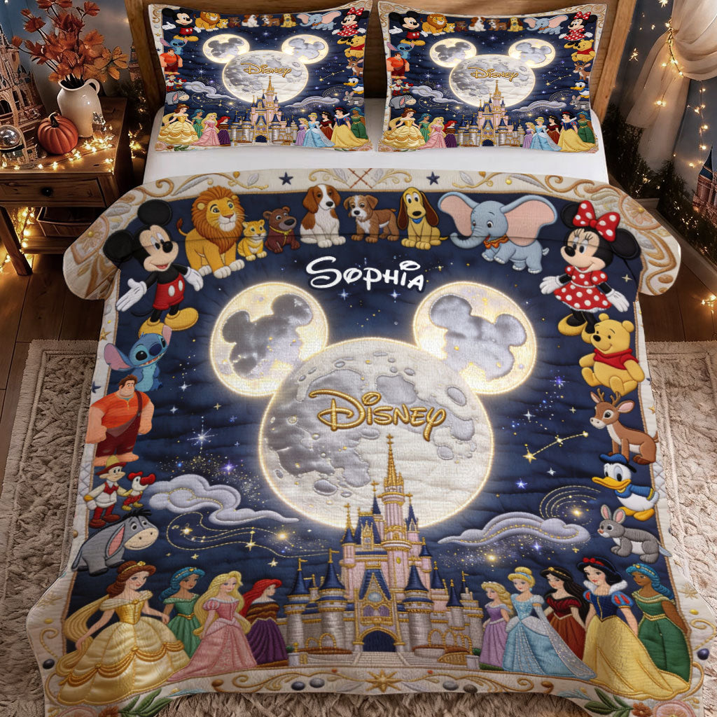 Personalized Disney Quilted Bedding Set with Custom Name for Family Quilted Bedding Set GradoCreations