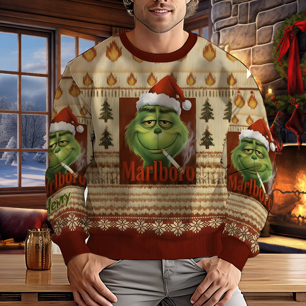 Personalized Grinch Ugly Sweater Custom Name Holiday Gift Ugly Sweater GradoCreations