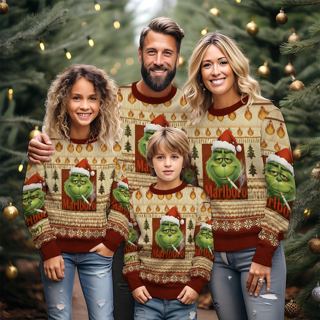 Personalized Grinch Ugly Sweater Custom Name Holiday Gift Ugly Sweater GradoCreations