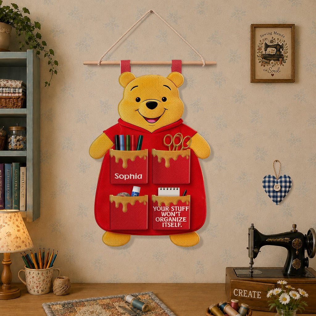 Personalized Kids Hanging Organizer with 4 Pockets for Toys & Socks Hanging Organizer GradoCreations