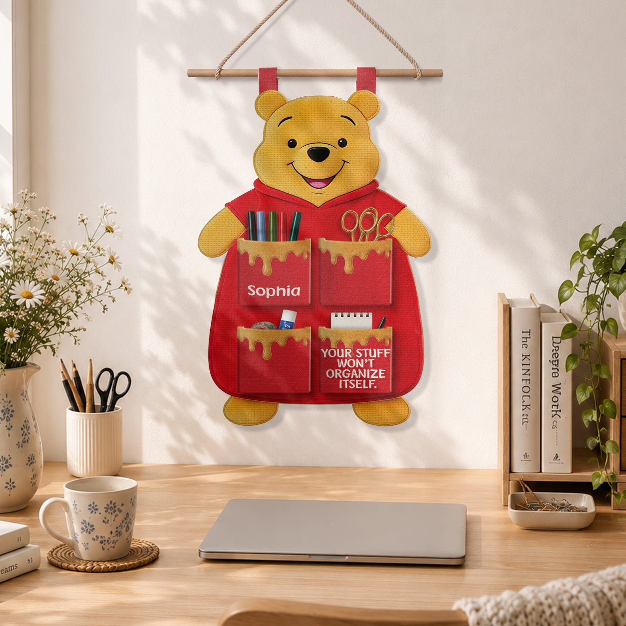 Personalized Kids Hanging Organizer with 4 Pockets for Toys & Socks Hanging Organizer GradoCreations