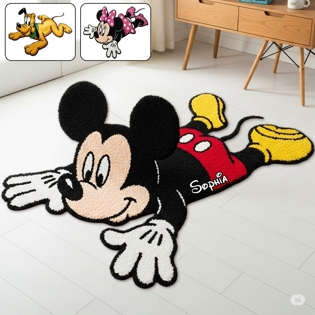 Personalized Mickey Mouse Tufted Rug Gift for Family Tufted Rug GradoCreations