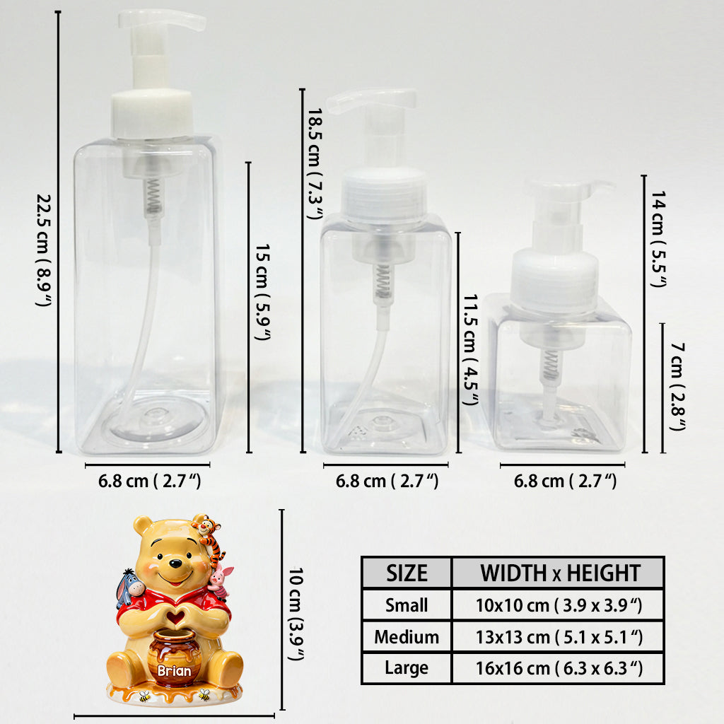 Personalized Yellow Bear Soap Dispenser Custom Name Gift Pump Dispenser GradoCreations