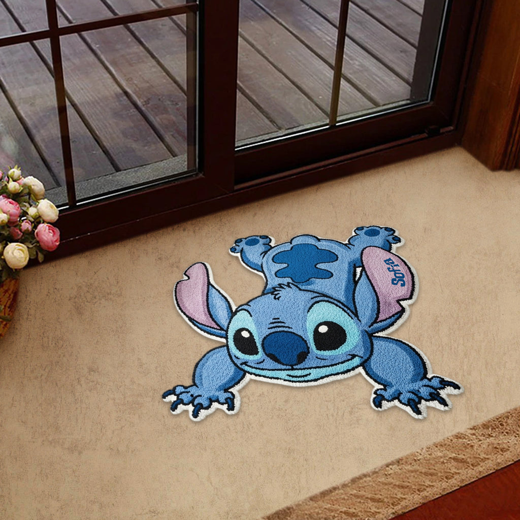 Personalized Blue Alien Tufted Rug Custom Name Gift for Family Tufted Rug GradoCreations