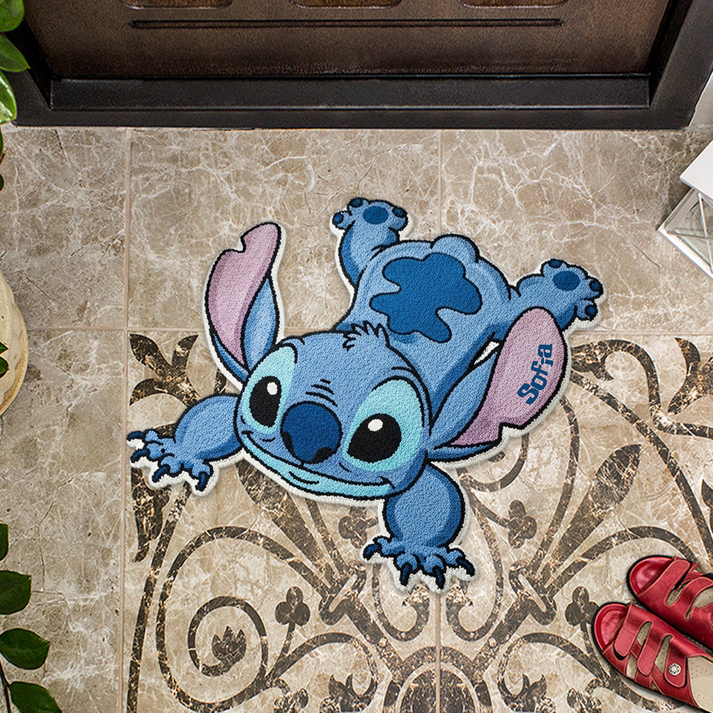Personalized Blue Alien Tufted Rug Custom Name Gift for Family Tufted Rug GradoCreations
