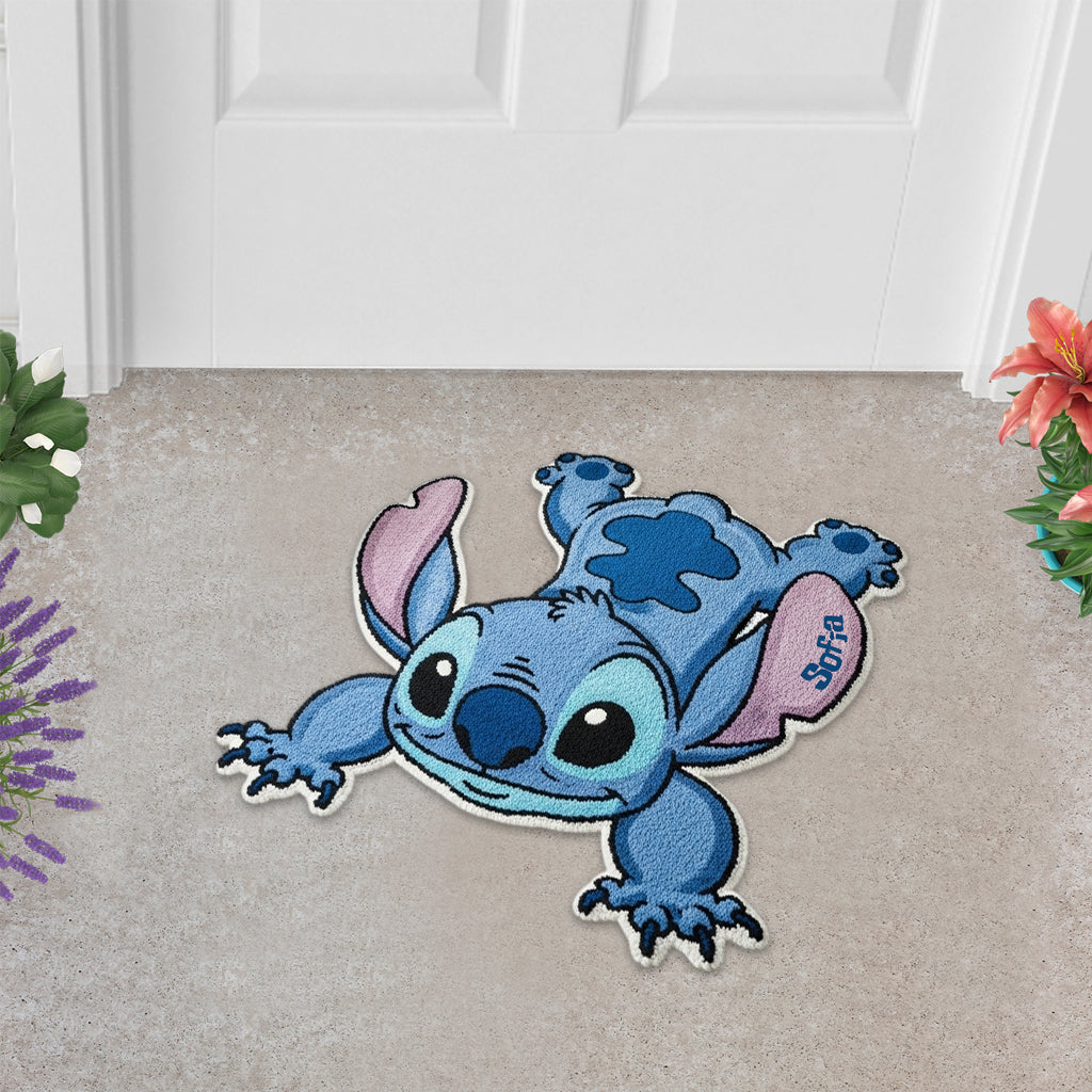 Personalized Blue Alien Tufted Rug Custom Name Gift for Family Tufted Rug GradoCreations