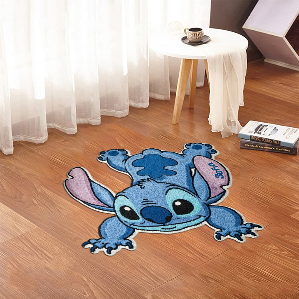 Personalized Blue Alien Tufted Rug Custom Name Gift for Family Tufted Rug GradoCreations
