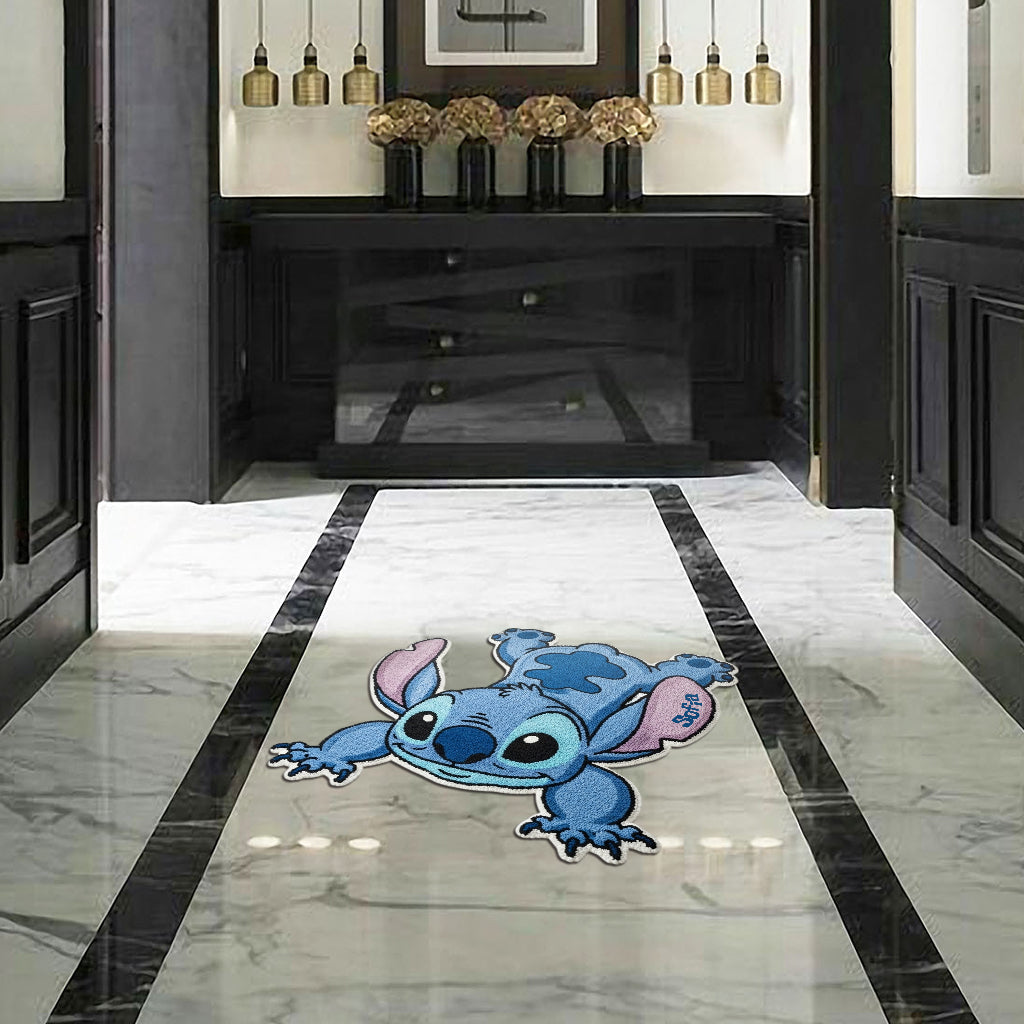 Personalized Blue Alien Tufted Rug Custom Name Gift for Family Tufted Rug GradoCreations