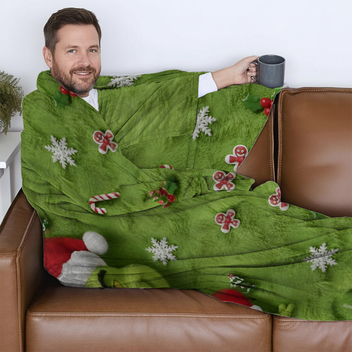 Personalized Grinch Wearable Blanket for Kids & Adults | Christmas Gift Wearable Blanket GradoCreations