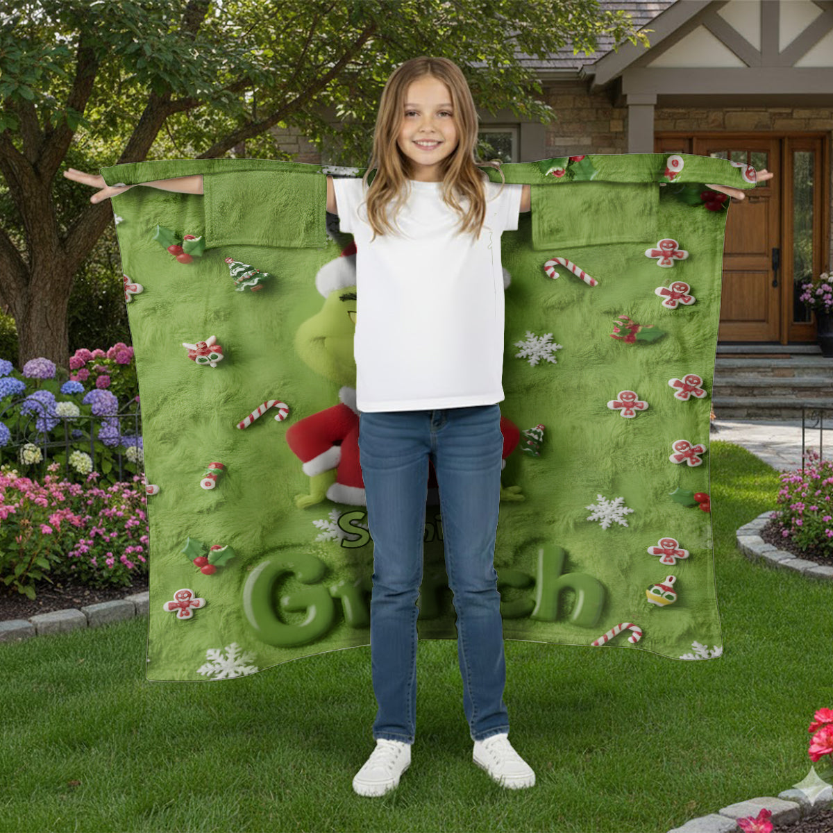 Personalized Grinch Wearable Blanket for Kids & Adults | Christmas Gift Wearable Blanket GradoCreations