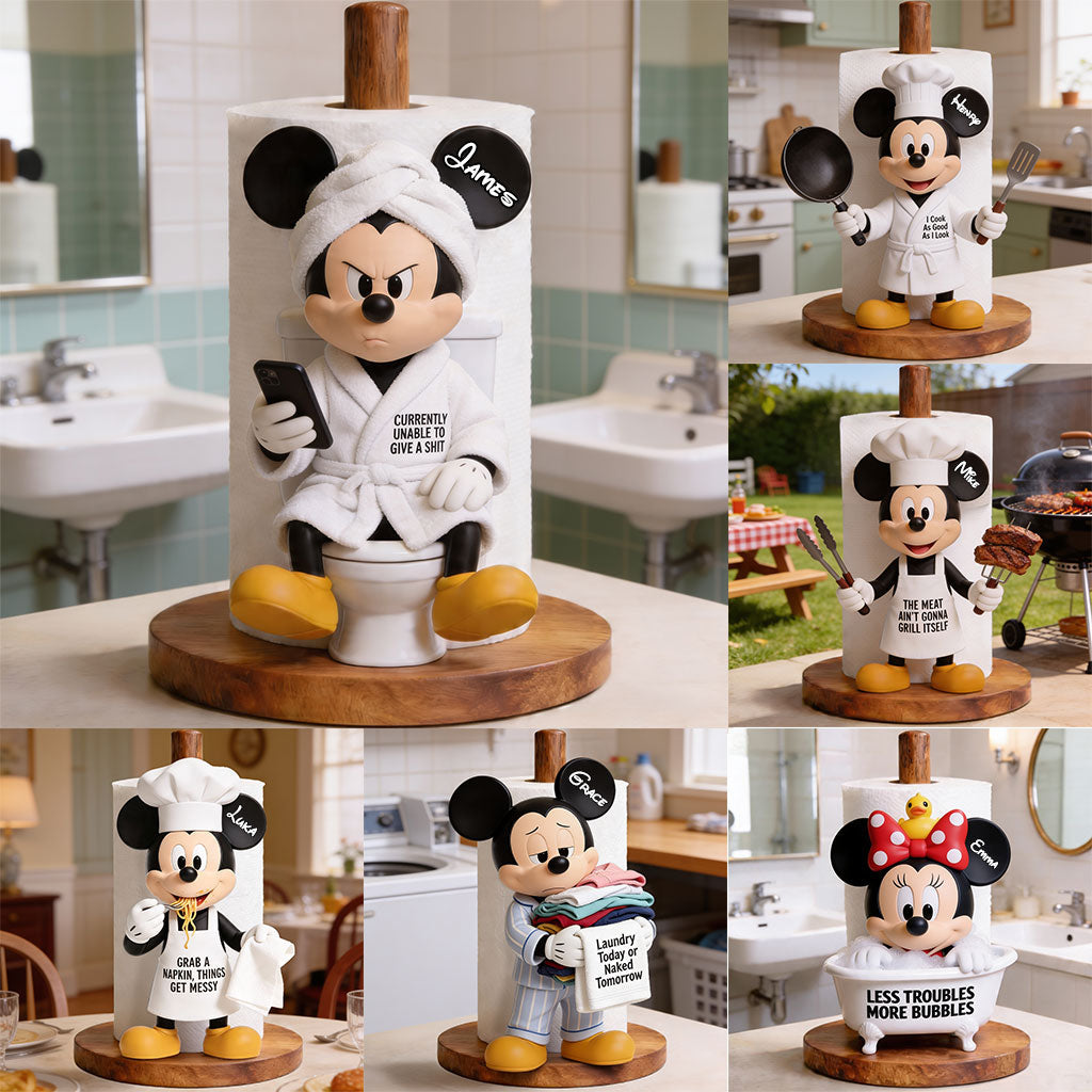 Personalized Cartoon Mouse Paper Towel Stand Custom Gift Paper Towel Stand GradoCreations