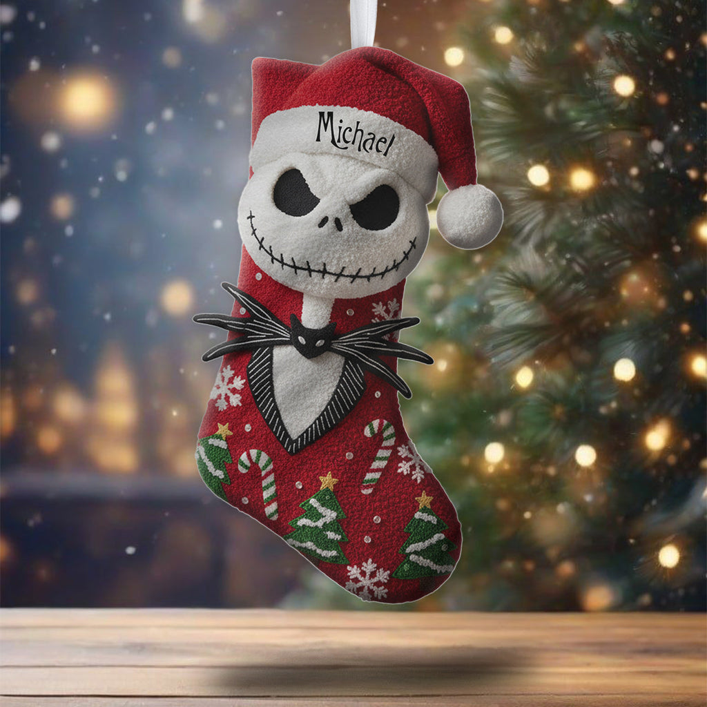 Personalized Nightmare Before Christmas Shaped Stocking for Kids | Custom Name Holiday Decor Shaped Christmas Stocking GradoCreations