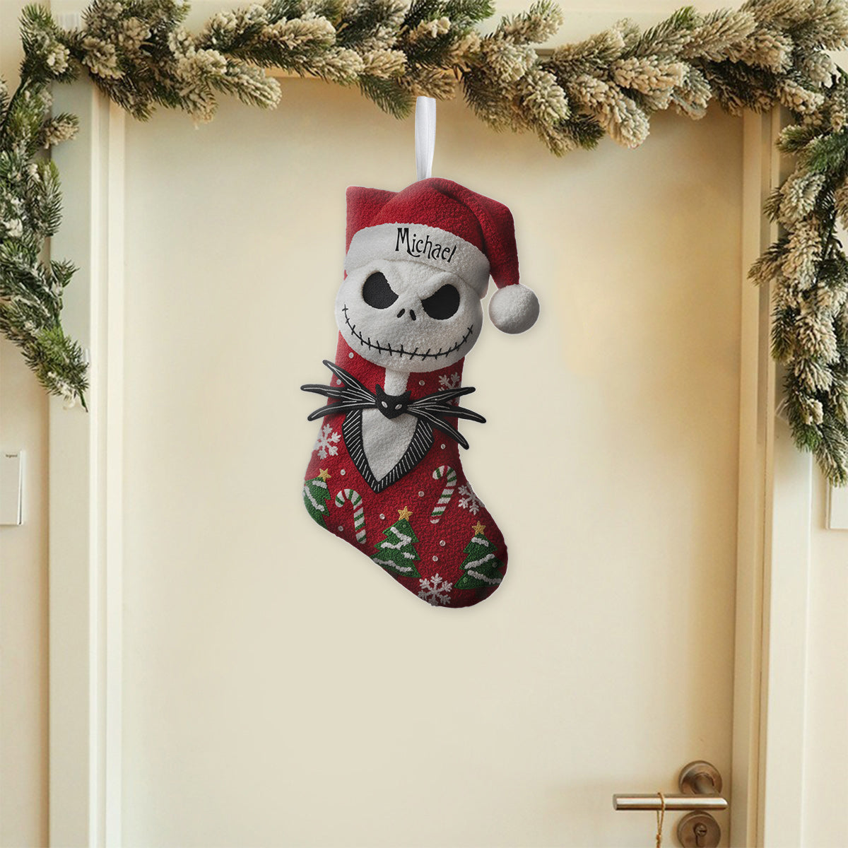 Personalized Nightmare Before Christmas Shaped Stocking for Kids | Custom Name Holiday Decor Shaped Christmas Stocking GradoCreations