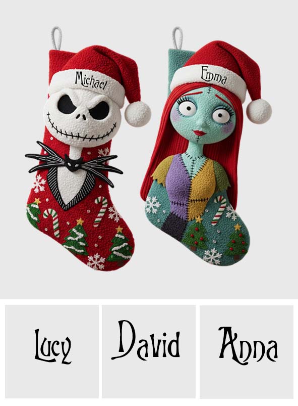 Personalized Nightmare Before Christmas Shaped Stocking for Kids | Custom Name Holiday Decor Shaped Christmas Stocking GradoCreations