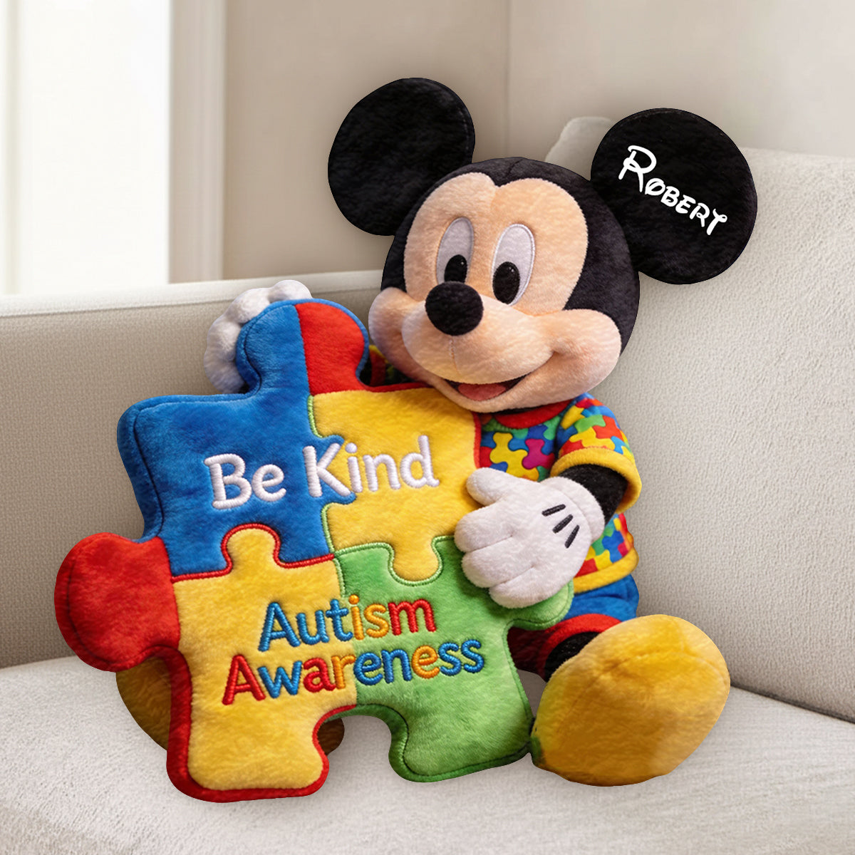 Personalized Autism Awareness Faux Fur Pillow Custom Design Gift Premium Faux Fur Pillow GradoCreations