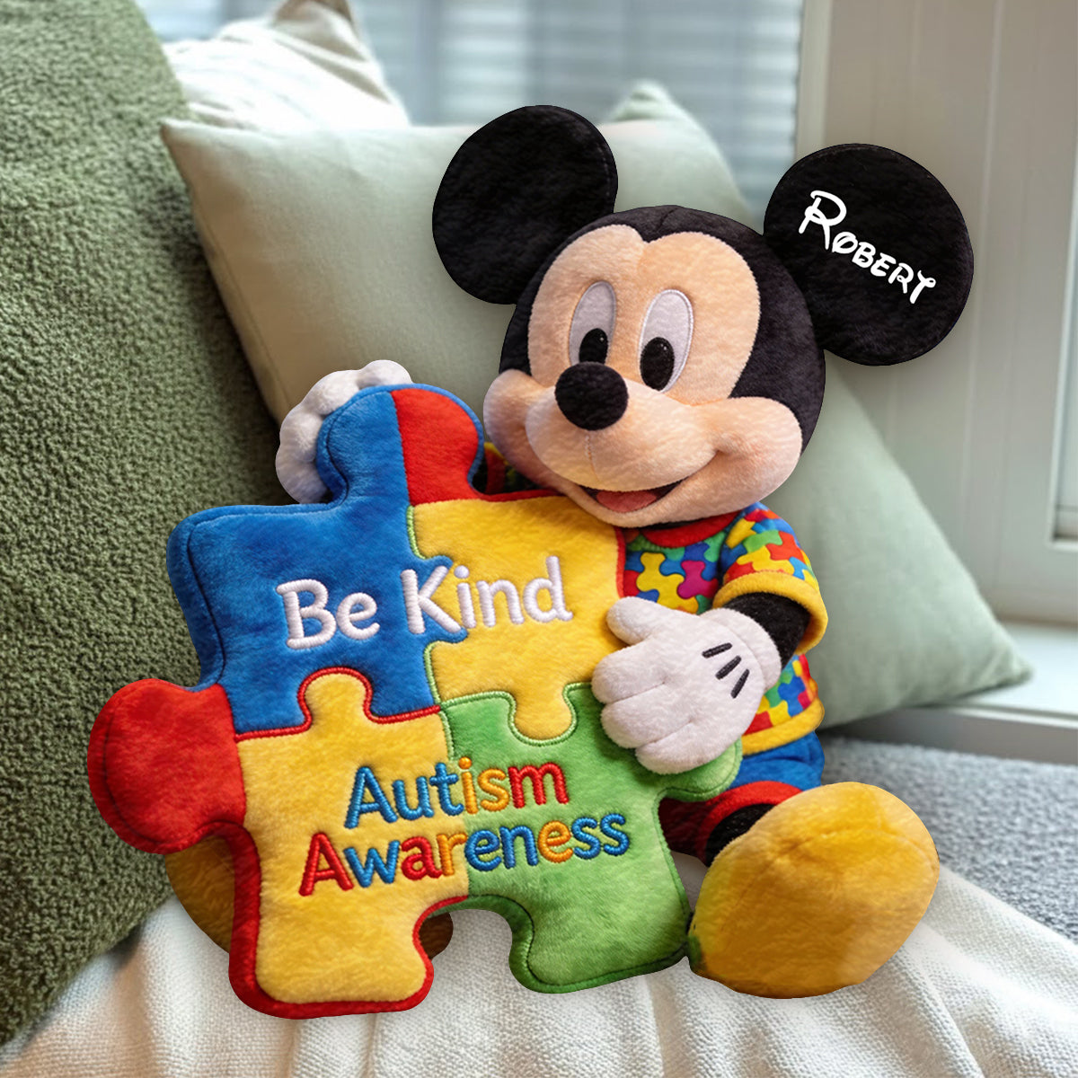 Personalized Autism Awareness Faux Fur Pillow Custom Design Gift Premium Faux Fur Pillow GradoCreations