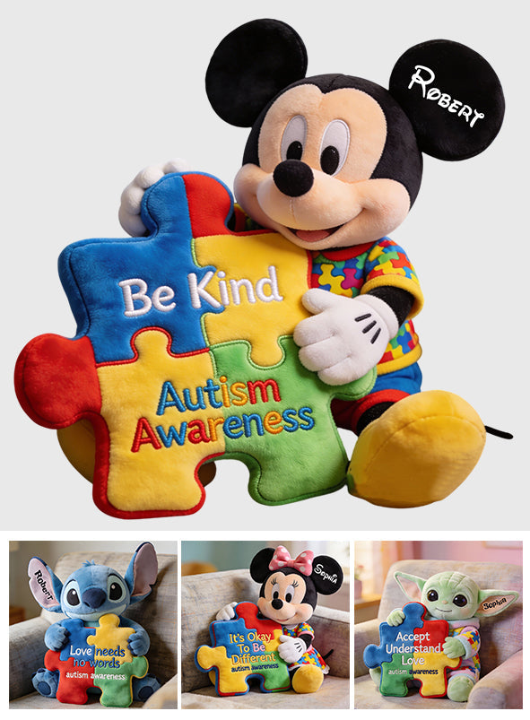 Personalized Autism Awareness Faux Fur Pillow Custom Design Gift Premium Faux Fur Pillow GradoCreations