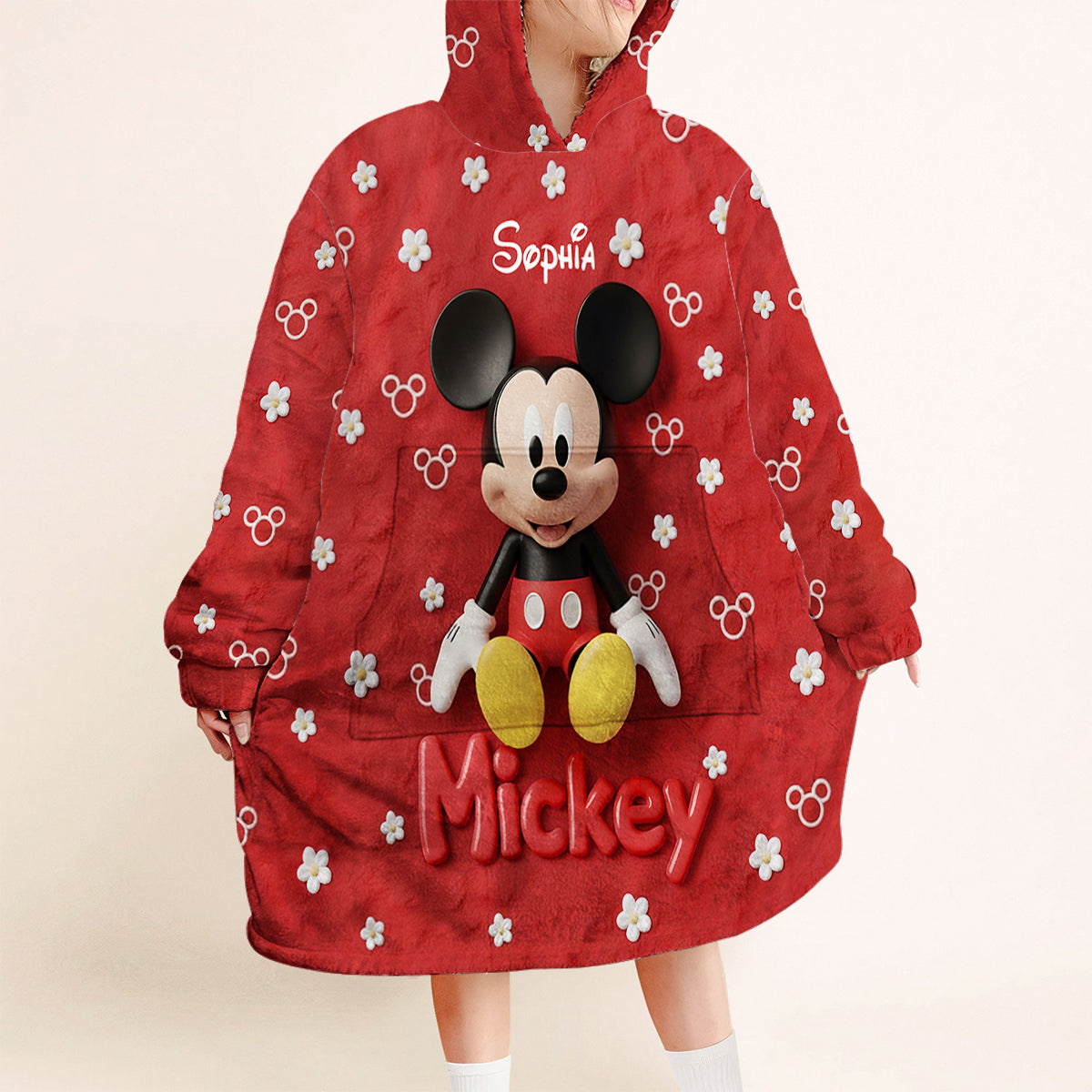 Personalized Mouse Blanket Hoodie with Name Custom Gift Blanket Hoodie GradoCreations