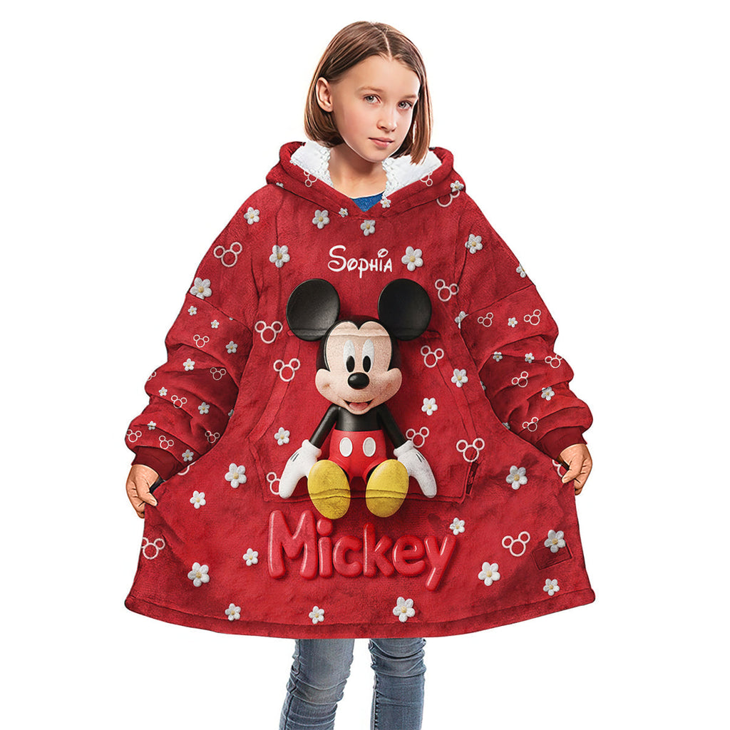 Personalized Mouse Blanket Hoodie with Name Custom Gift Blanket Hoodie GradoCreations
