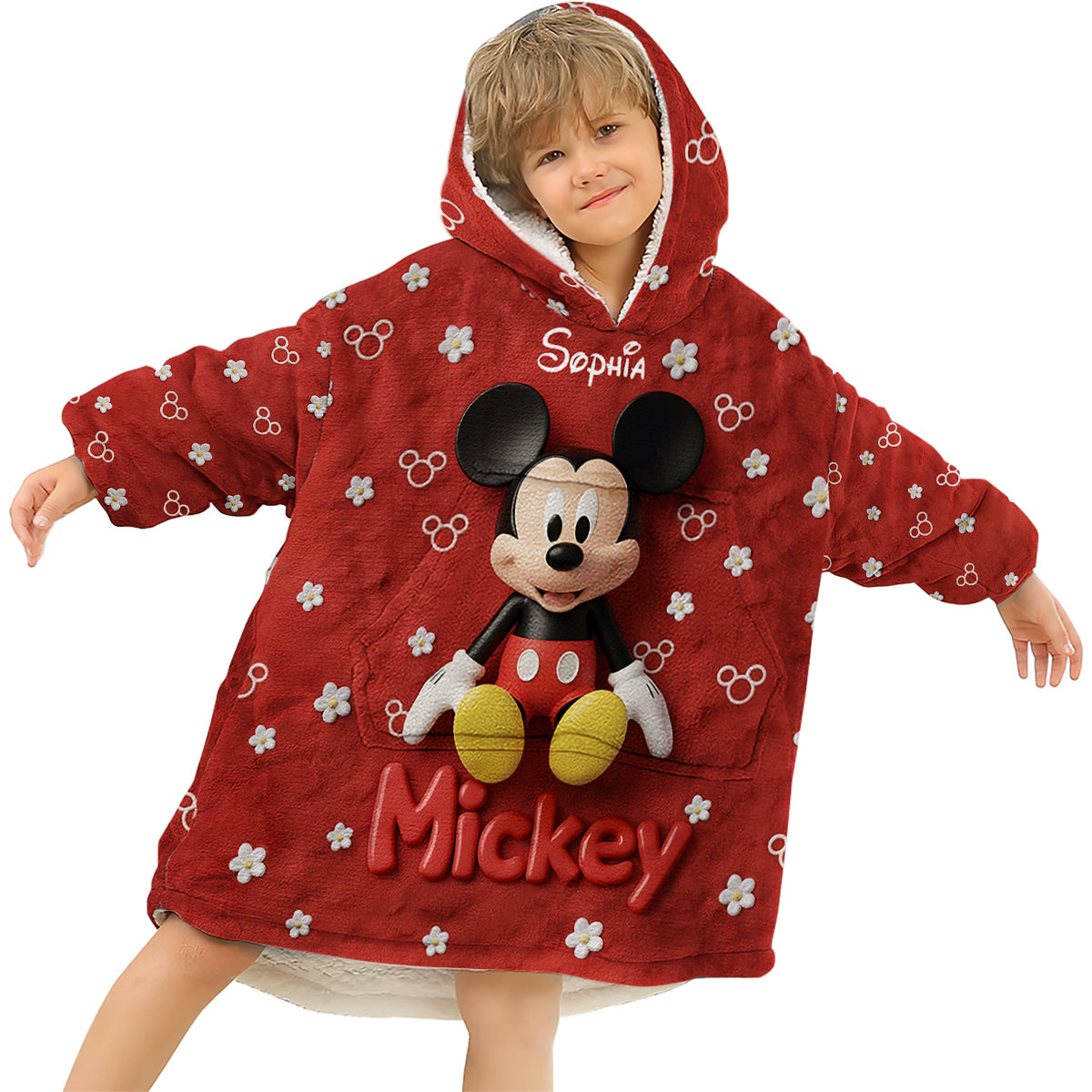 Personalized Mouse Blanket Hoodie with Name Custom Gift Blanket Hoodie GradoCreations