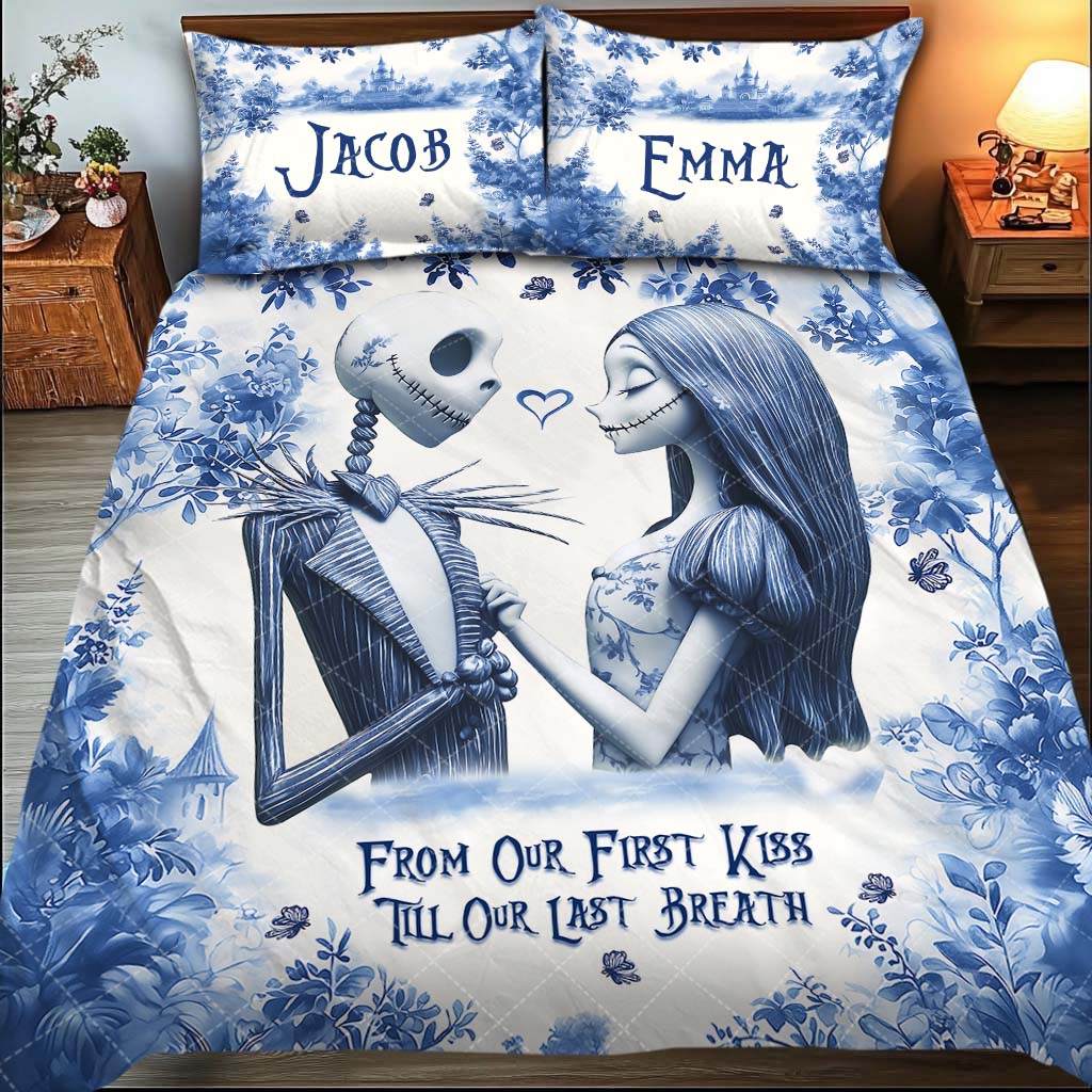 Personalized Nightmare Before Christmas Quilt Set Custom Names Unique Couple Gift Quilt Set GradoCreations