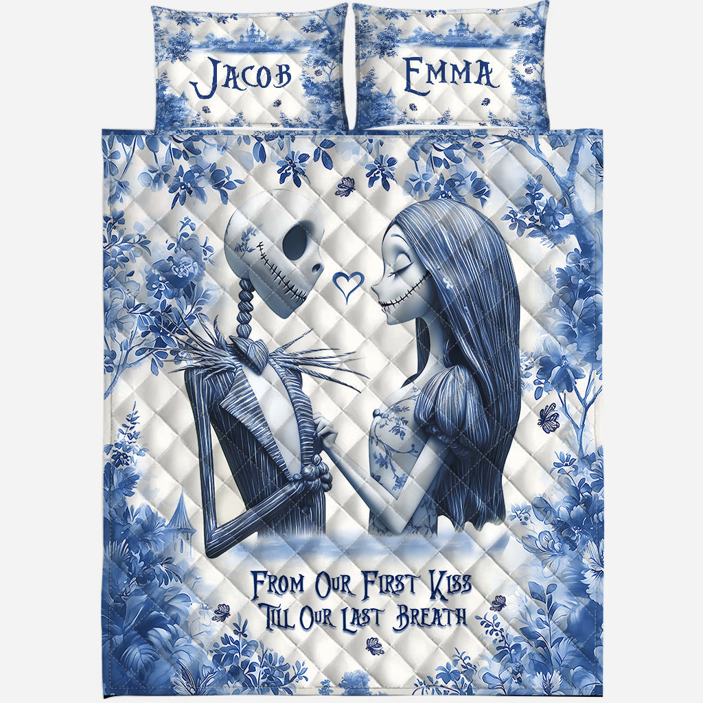 Personalized Nightmare Before Christmas Quilt Set Custom Names Unique Couple Gift Quilt Set GradoCreations