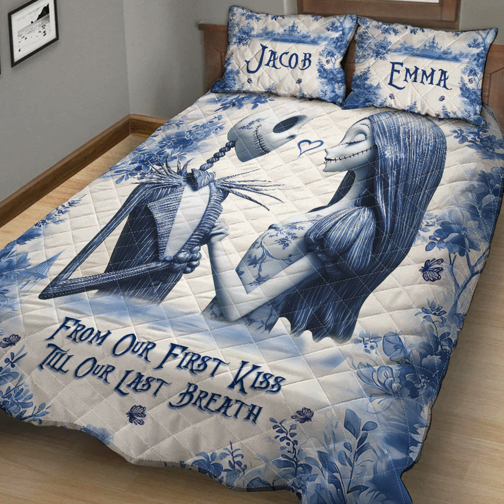 Personalized Nightmare Before Christmas Quilt Set Custom Names Unique Couple Gift Quilt Set GradoCreations
