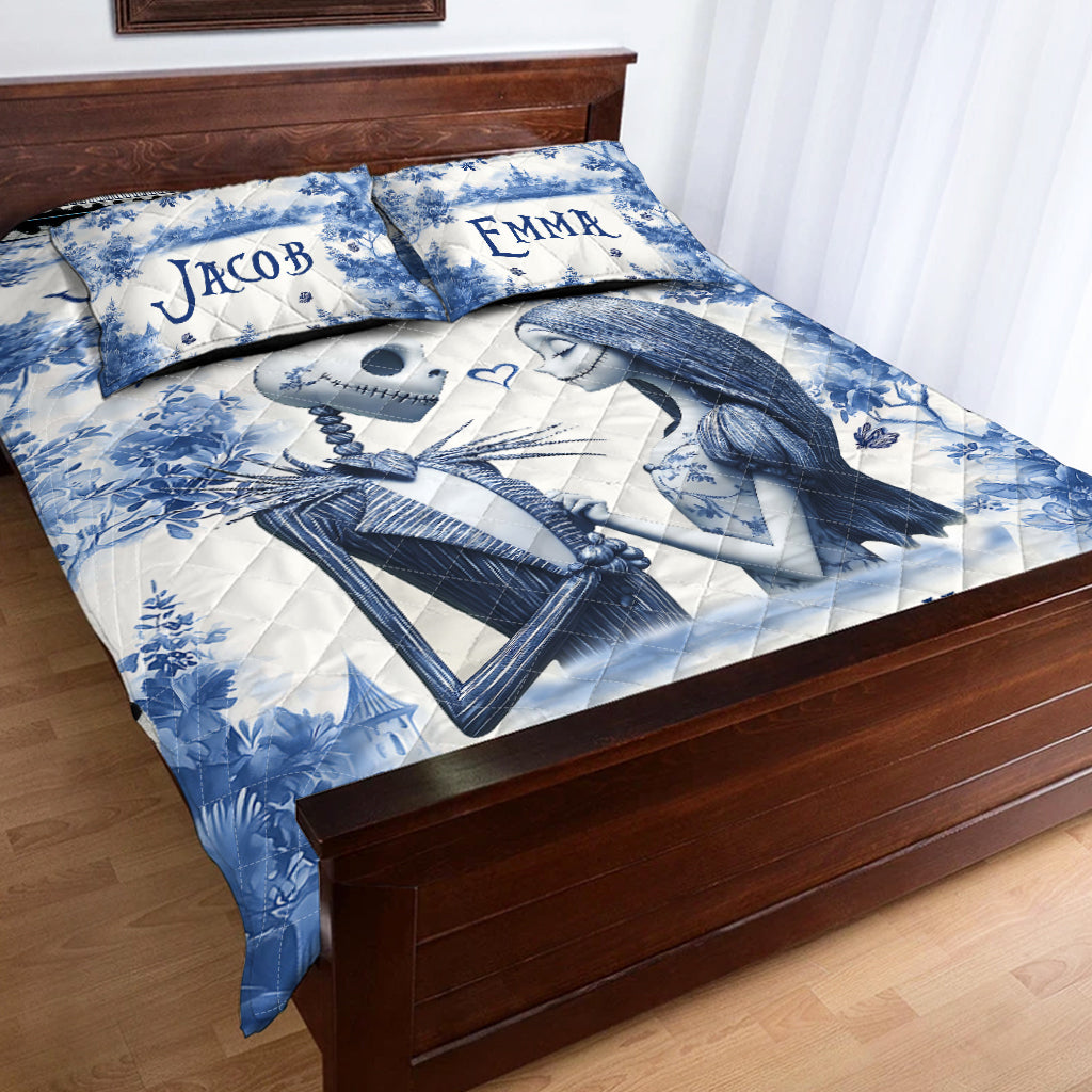 Personalized Nightmare Before Christmas Quilt Set Custom Names Unique Couple Gift Quilt Set GradoCreations