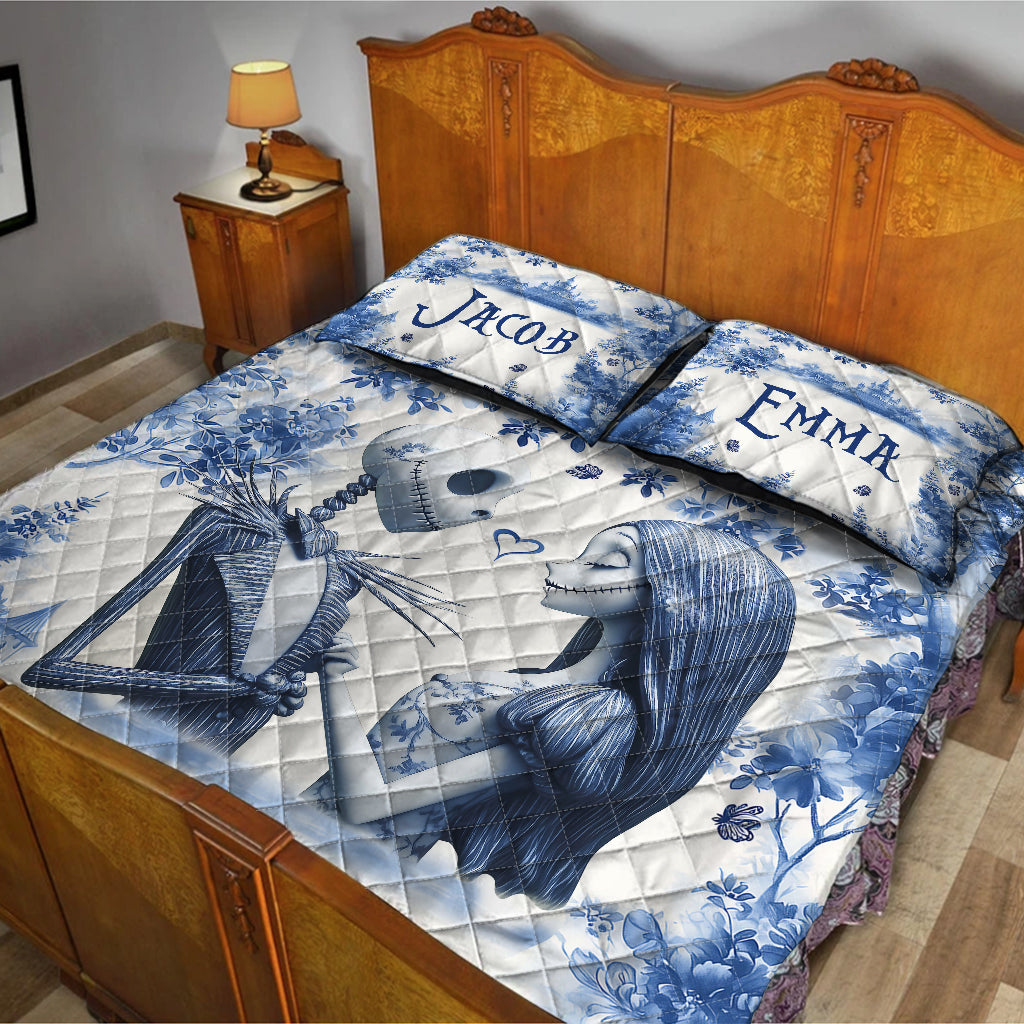 Personalized Nightmare Before Christmas Quilt Set Custom Names Unique Couple Gift Quilt Set GradoCreations