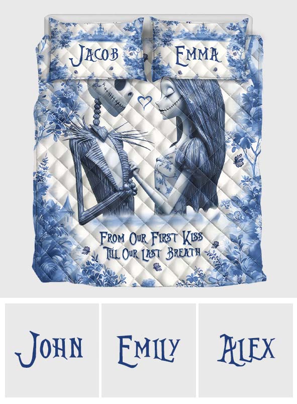 Personalized Nightmare Before Christmas Quilt Set Custom Names Unique Couple Gift Quilt Set GradoCreations