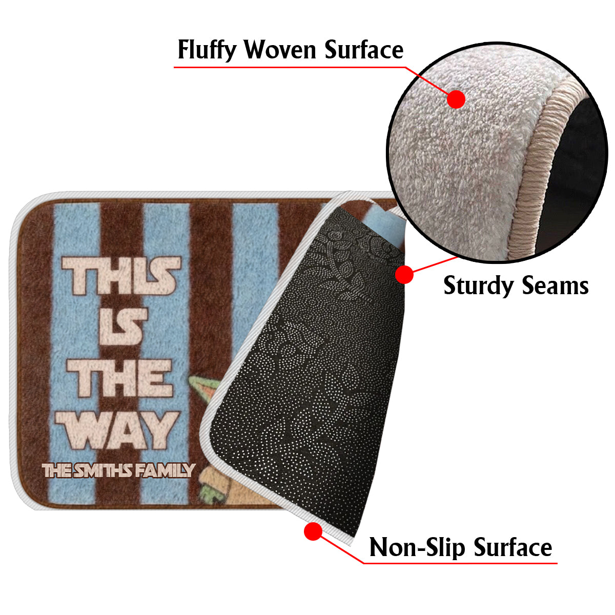 Personalized Non-Slip Tufted Rug with Retro Stripes for Kids Room Non-Slip Tufted Rug GradoCreations