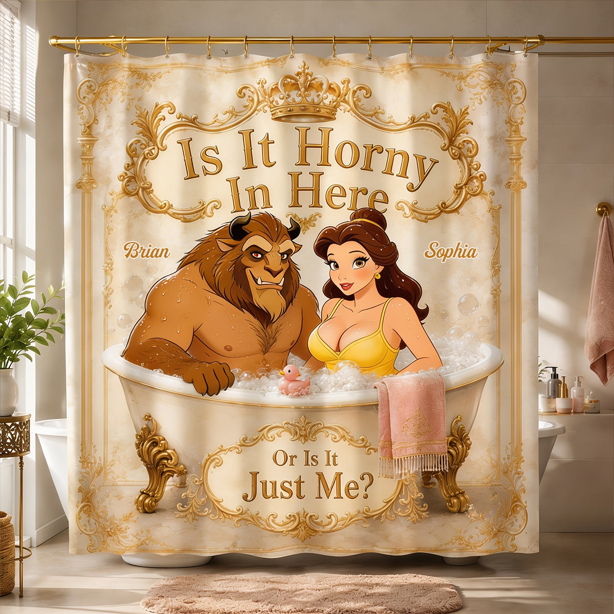 Personalized Beauty and the Beast Shower Curtain Custom Name Gift Shower Curtain GradoCreations