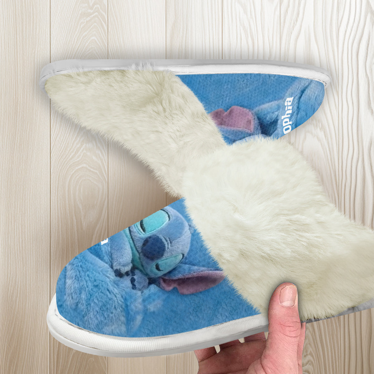 Personalized Fur-Lined Slippers with Stitch Design for Women Slippers With Fur Lining GradoCreations