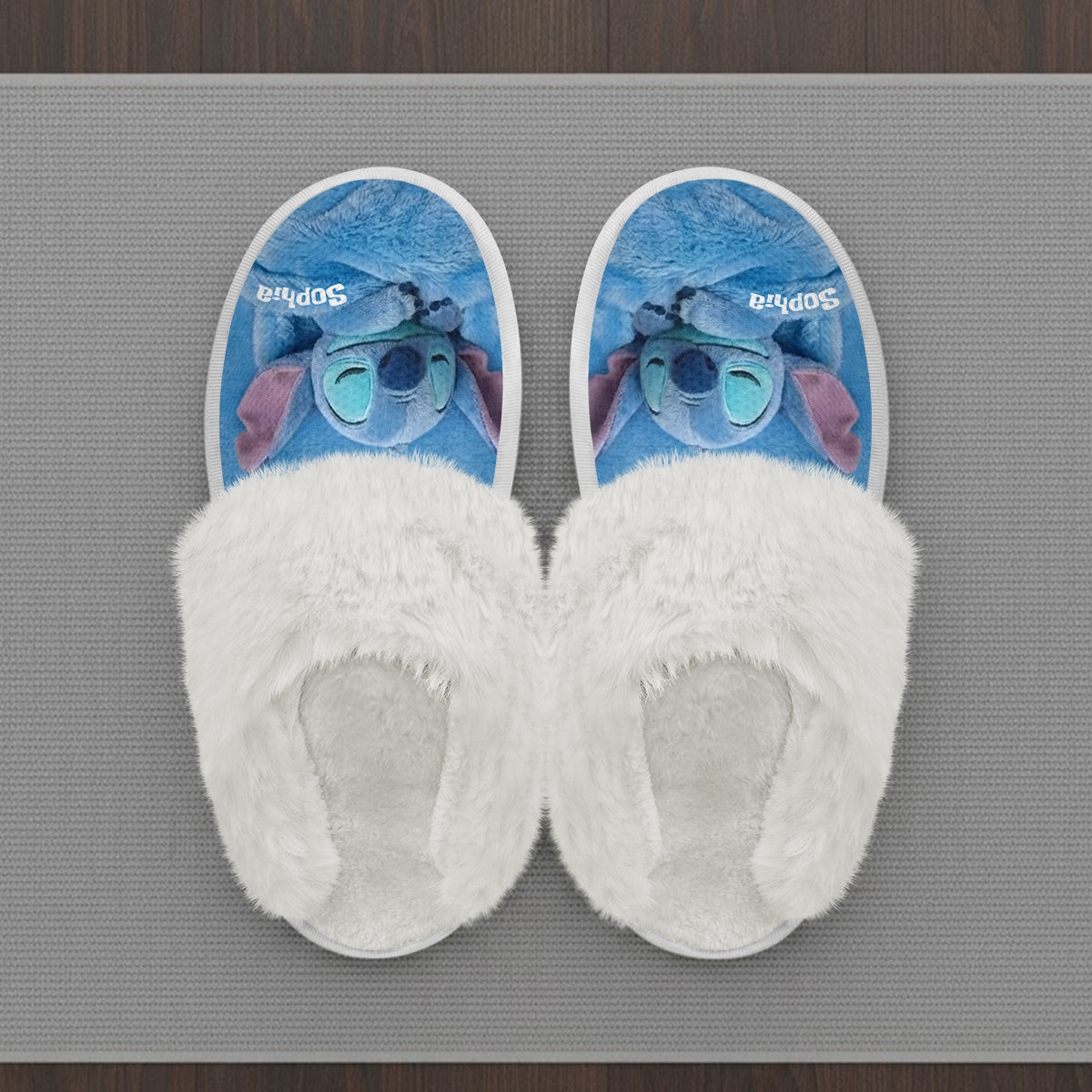 Personalized Fur-Lined Slippers with Stitch Design for Women Slippers With Fur Lining GradoCreations
