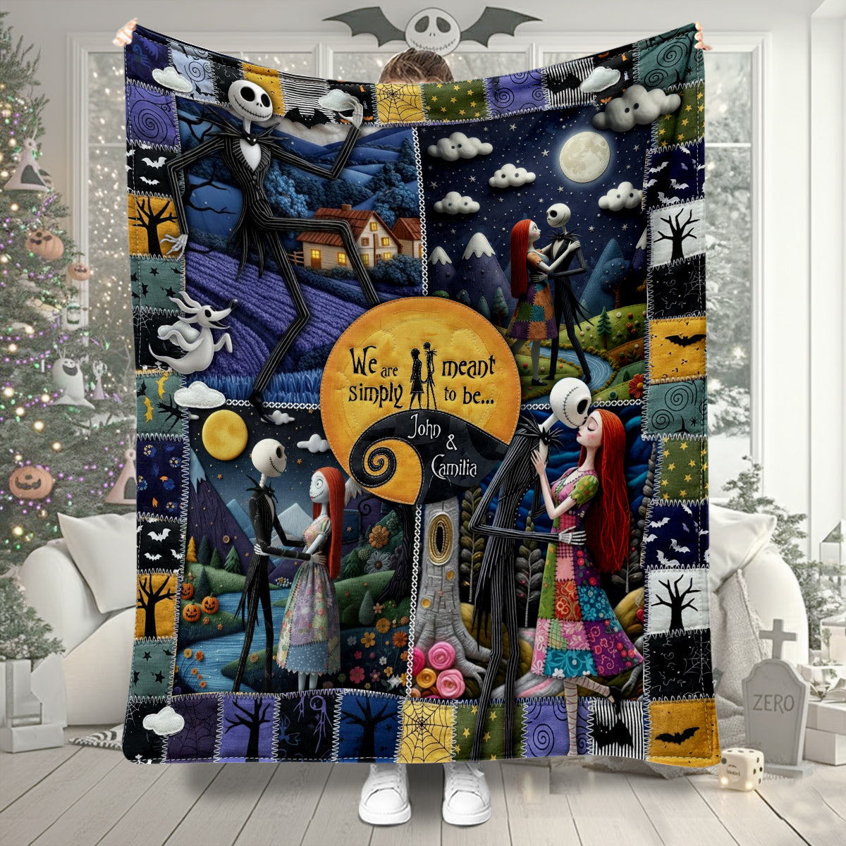 Personalized Nightmare Before Christmas Blanket Gift for Couple Blanket GradoCreations