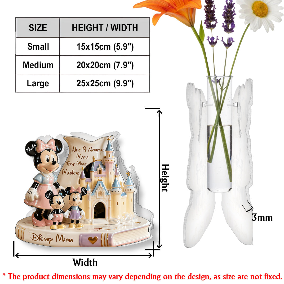 Personalized Acrylic Flower Vase Custom Shape Gift for Mom Custom Shape Acrylic Flower Vase GradoCreations