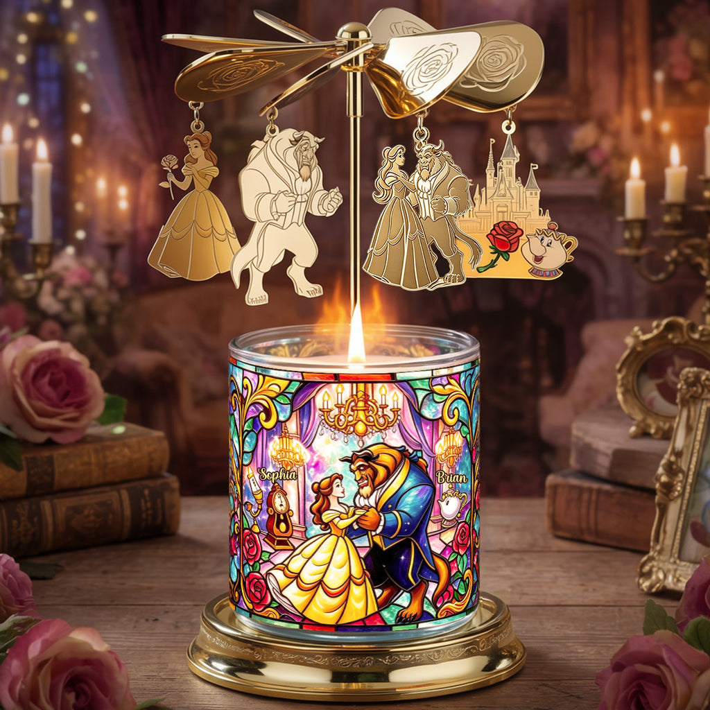 Personalized Beauty and the Beast Spinning Candle Holder Gift Idea Spinning Candle Holder GradoCreations