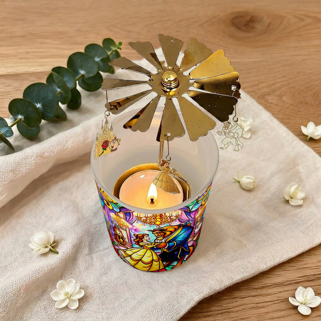 Personalized Beauty and the Beast Spinning Candle Holder Gift Idea Spinning Candle Holder GradoCreations