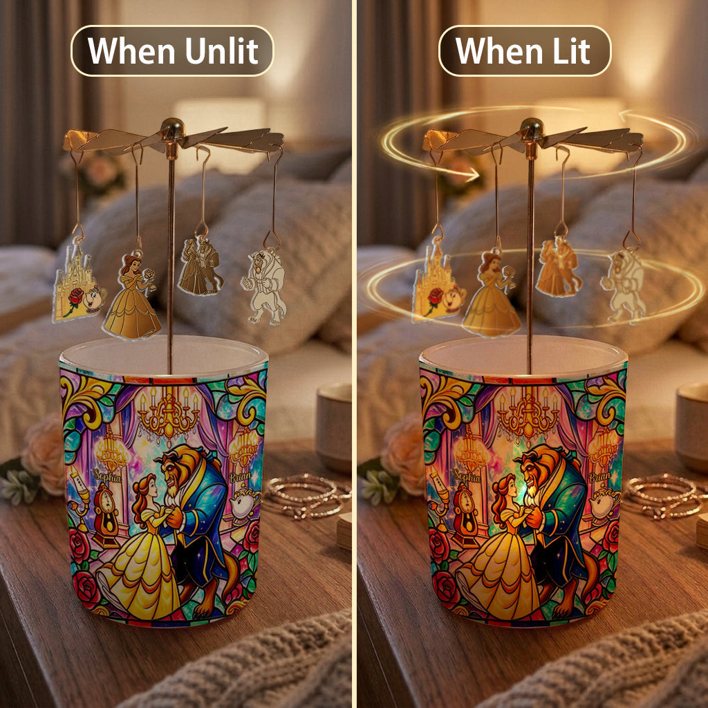 Personalized Beauty and the Beast Spinning Candle Holder Gift Idea Spinning Candle Holder GradoCreations