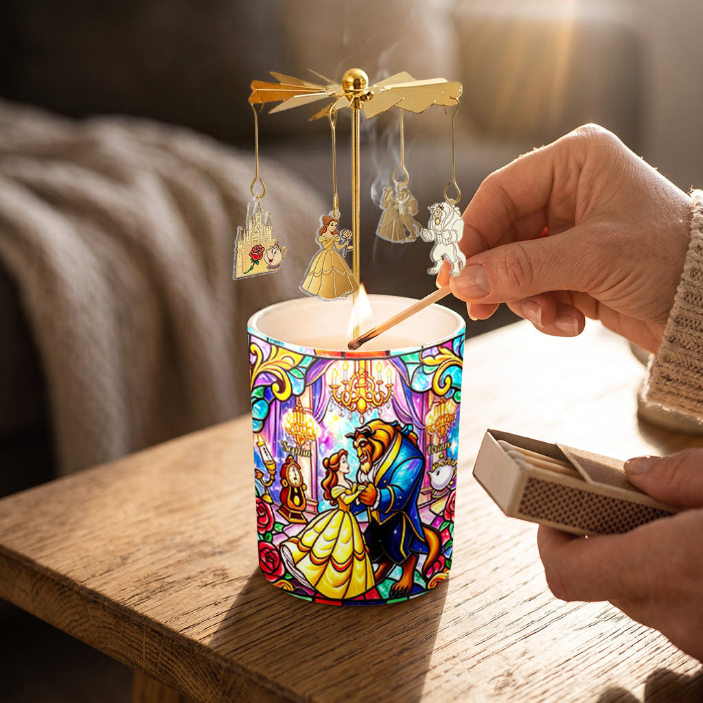 Personalized Beauty and the Beast Spinning Candle Holder Gift Idea Spinning Candle Holder GradoCreations