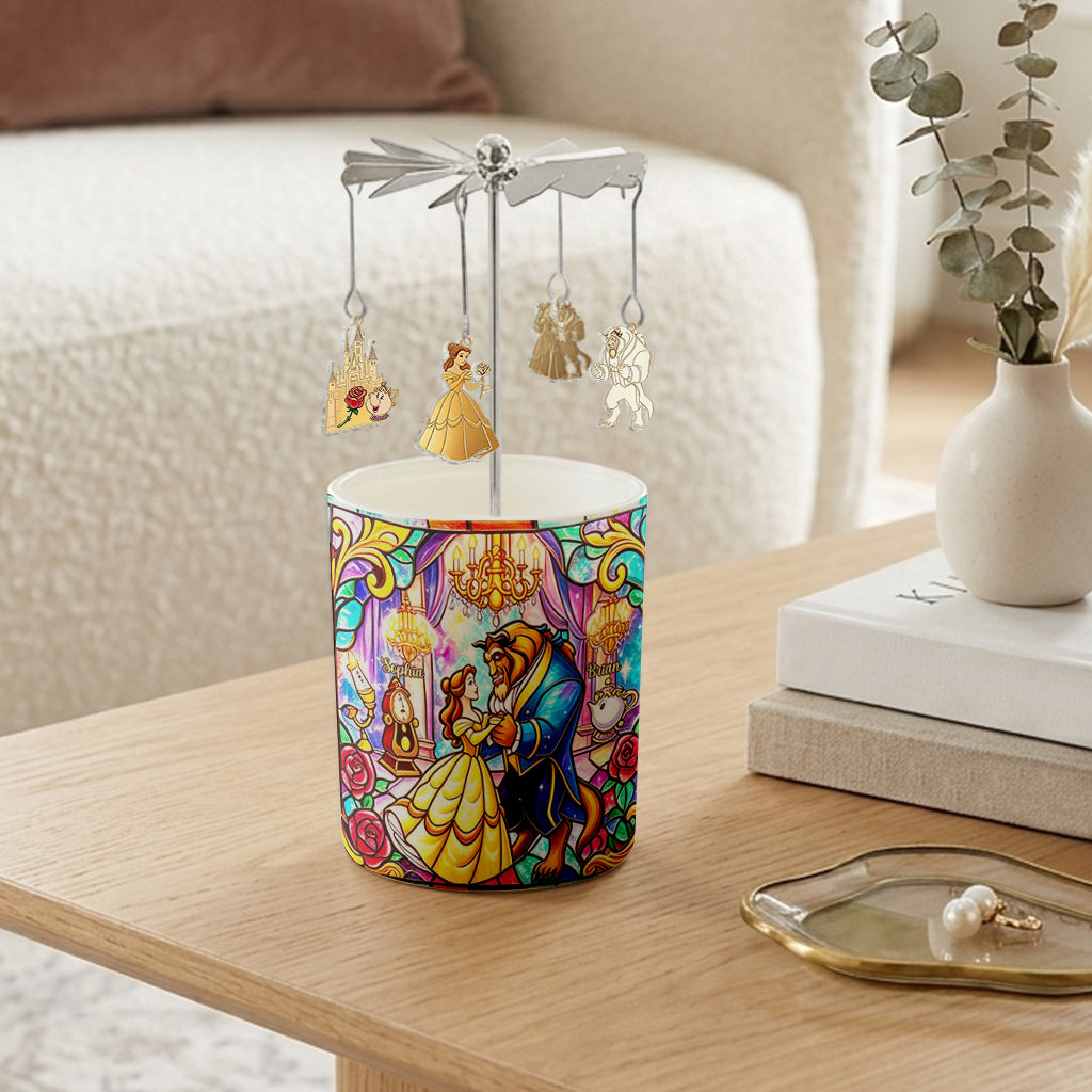 Personalized Beauty and the Beast Spinning Candle Holder Gift Idea Spinning Candle Holder GradoCreations