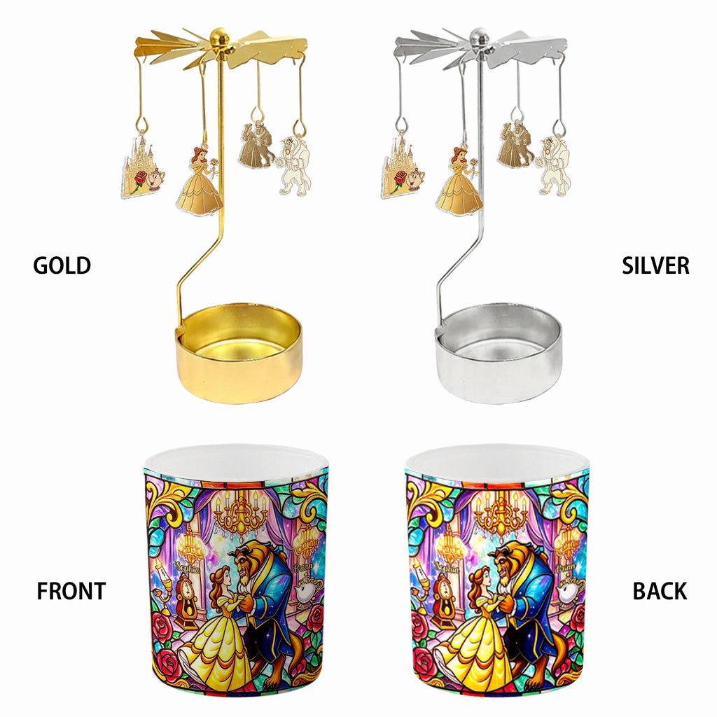 Personalized Beauty and the Beast Spinning Candle Holder Gift Idea Spinning Candle Holder GradoCreations