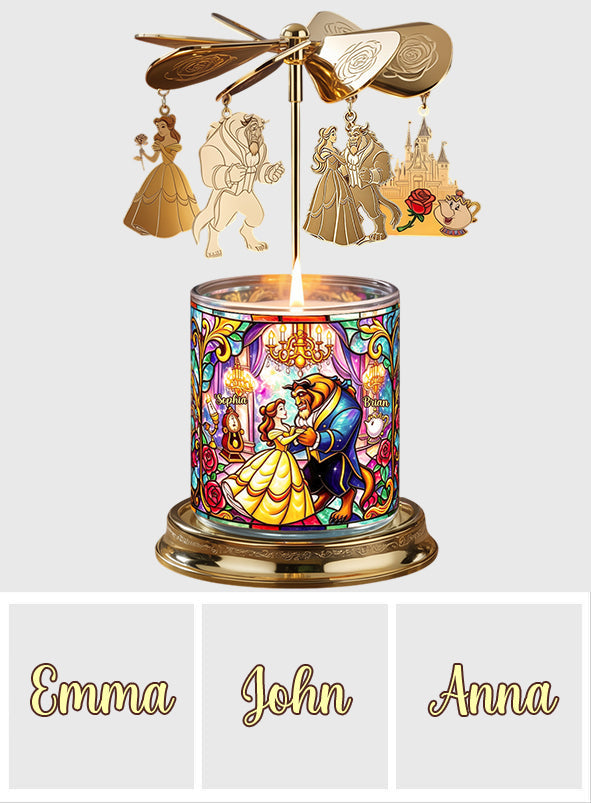 Personalized Beauty and the Beast Spinning Candle Holder Gift Idea Spinning Candle Holder GradoCreations