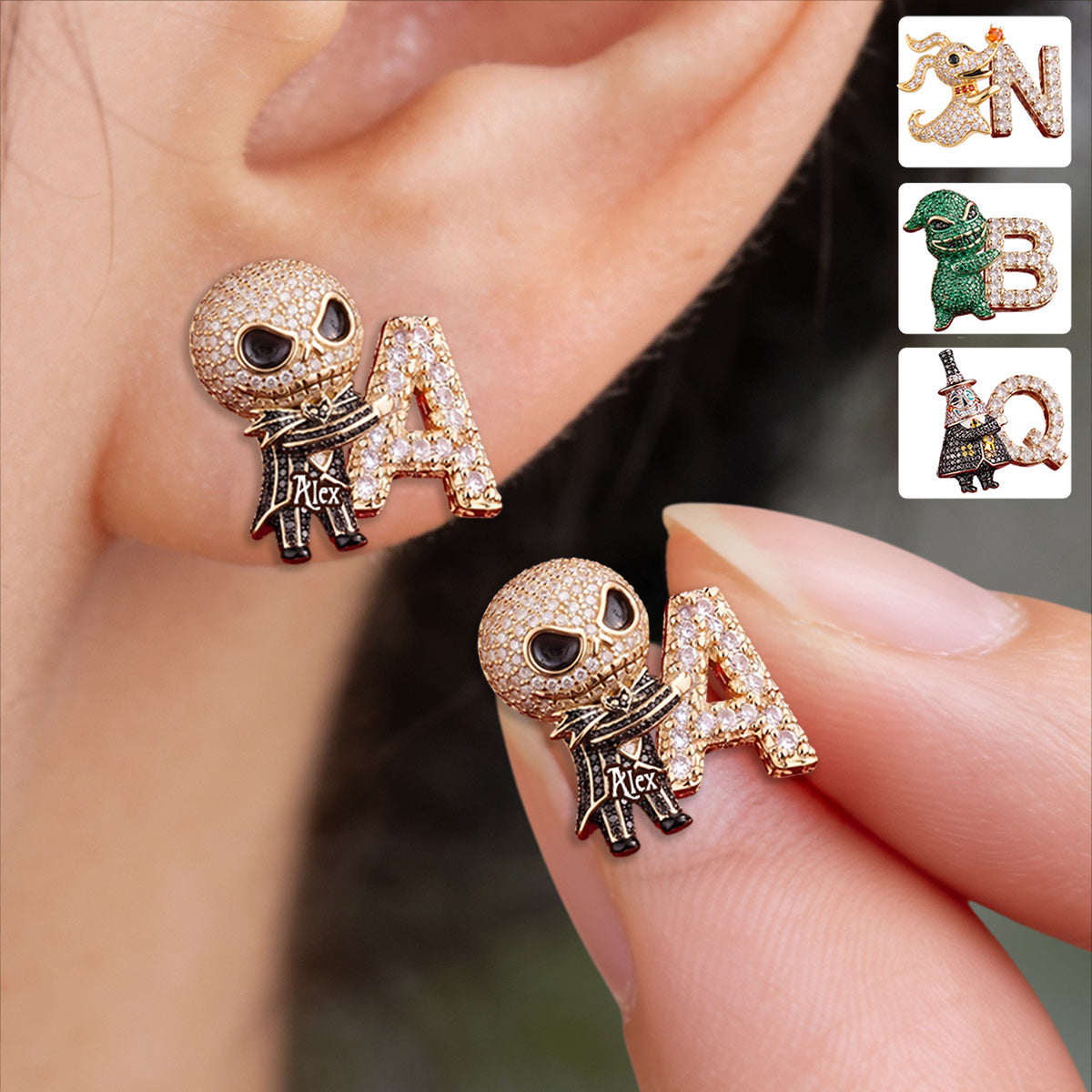 Personalized Nightmare Stud Earrings Custom Name Gift for Her Stud Earrings GradoCreations