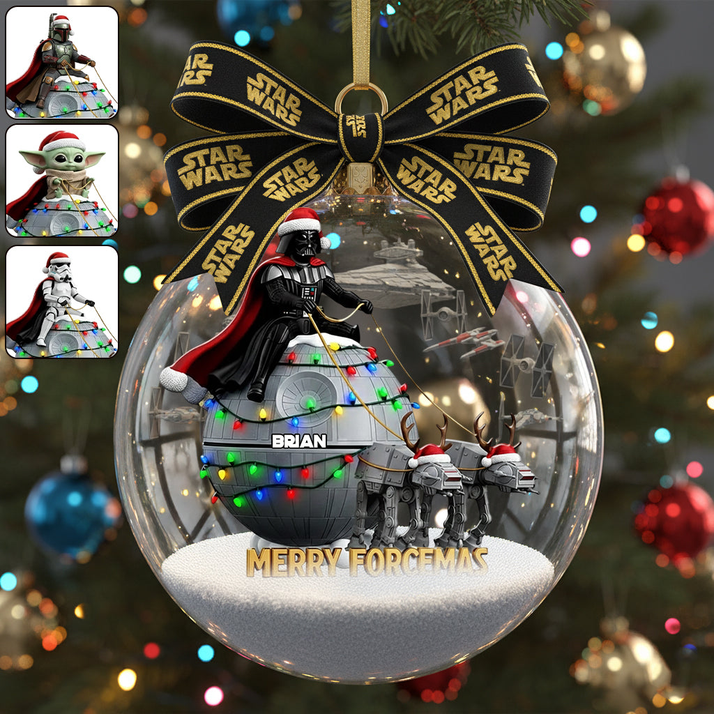 Personalized Star Wars Snow Globe Ornament with Bow for Christmas Snow Globe Ornament With Bow GradoCreations