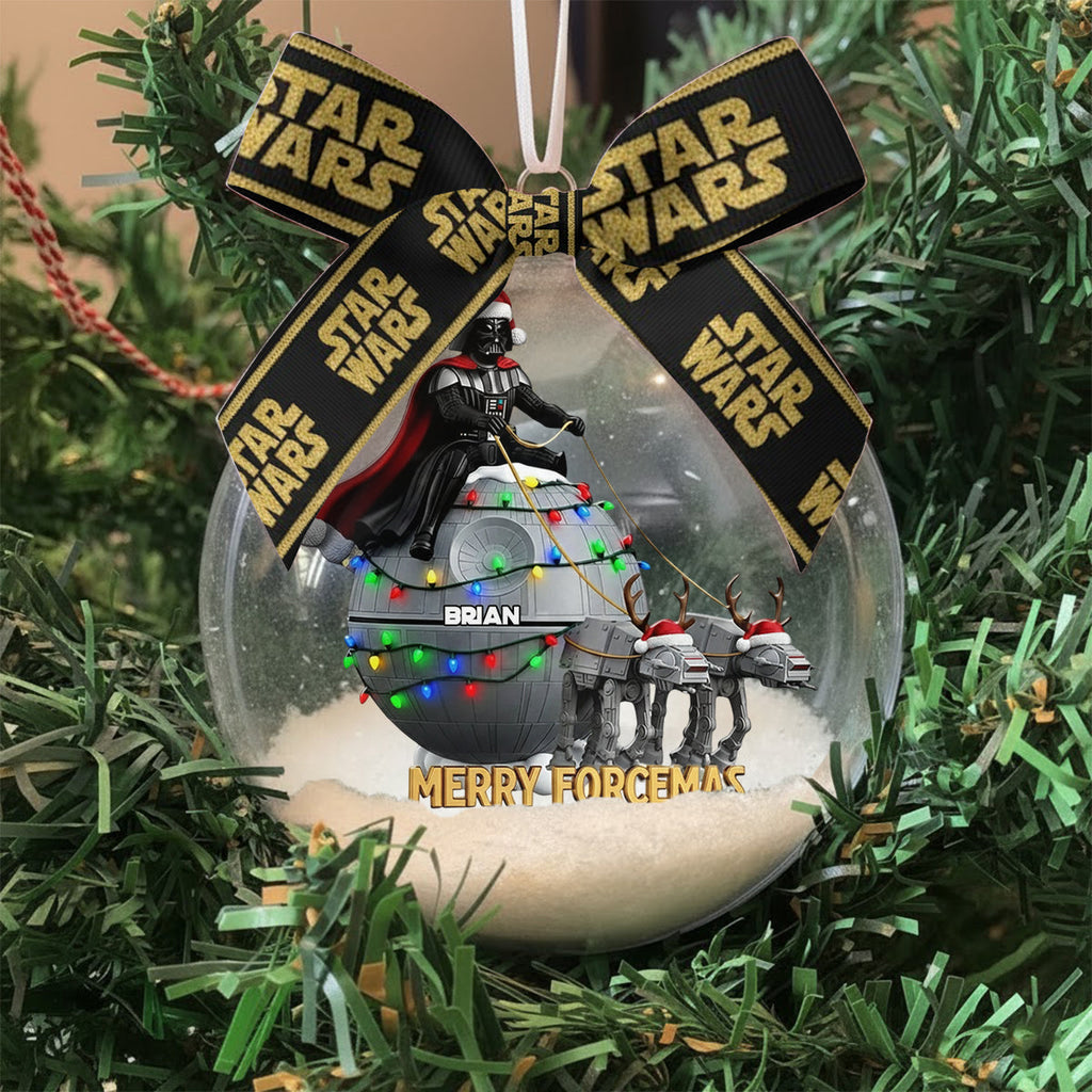 Personalized Star Wars Snow Globe Ornament with Bow for Christmas Snow Globe Ornament With Bow GradoCreations