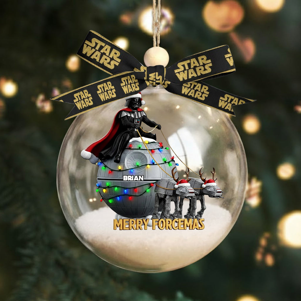 Personalized Star Wars Snow Globe Ornament with Bow for Christmas Snow Globe Ornament With Bow GradoCreations