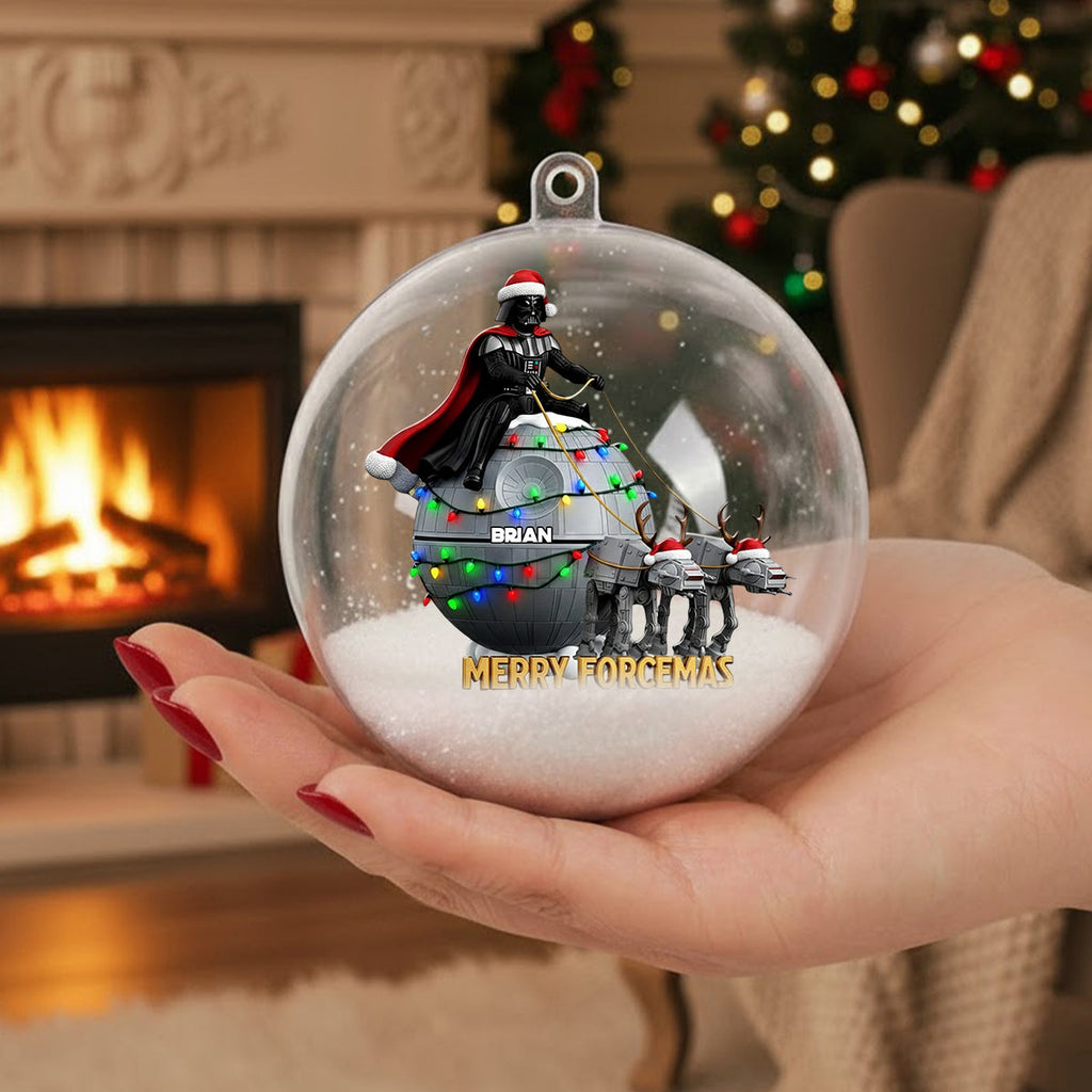 Personalized Star Wars Snow Globe Ornament with Bow for Christmas Snow Globe Ornament With Bow GradoCreations