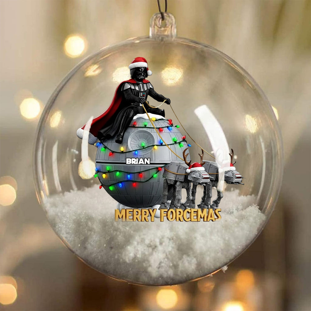 Personalized Star Wars Snow Globe Ornament with Bow for Christmas Snow Globe Ornament With Bow GradoCreations