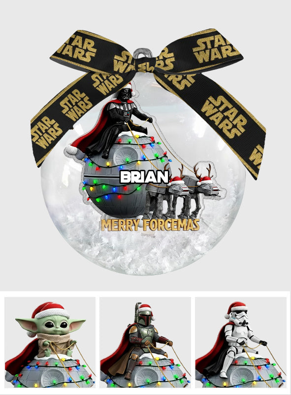 Personalized Star Wars Snow Globe Ornament with Bow for Christmas Snow Globe Ornament With Bow GradoCreations